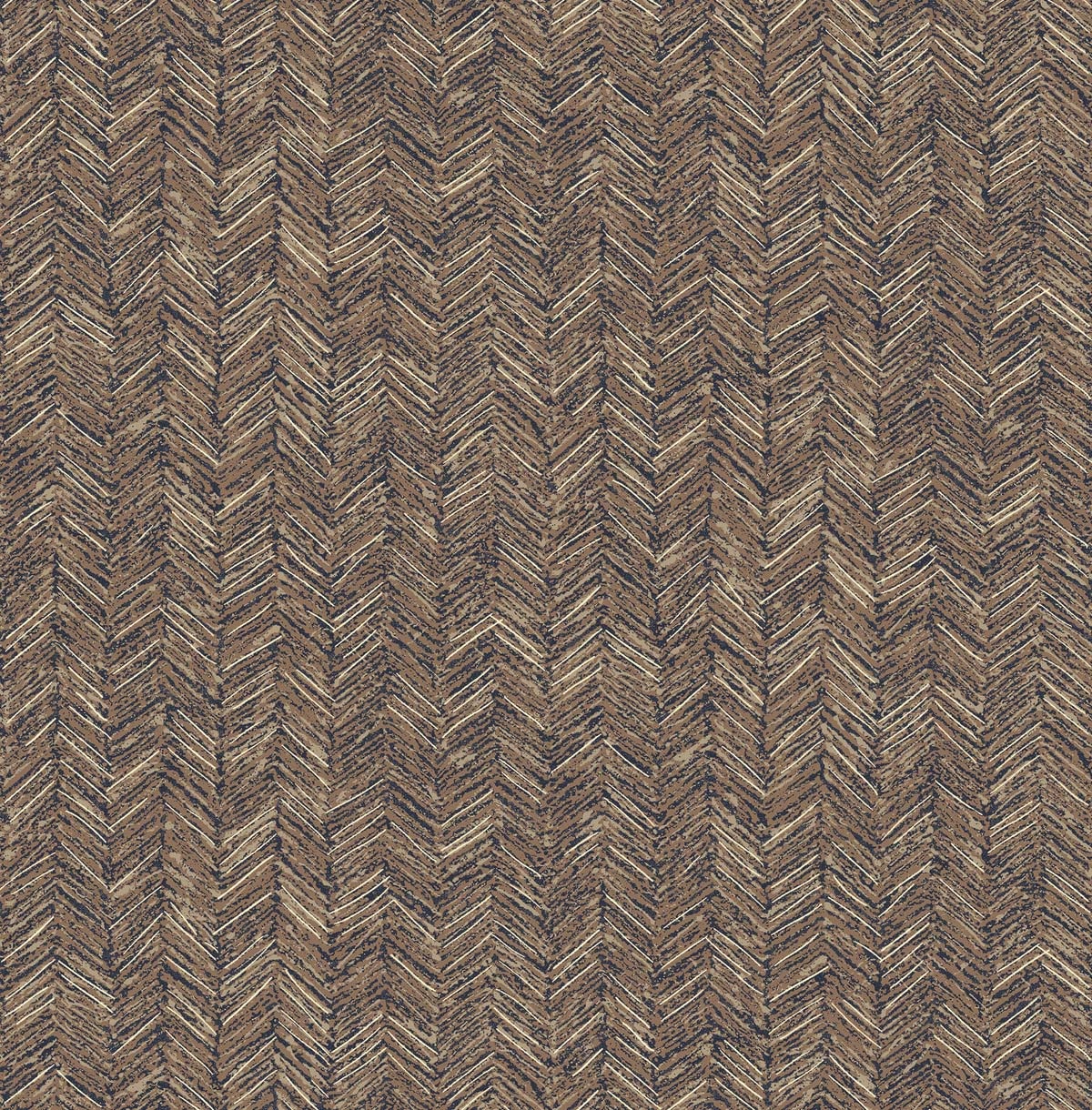 Dutch Wallcoverings Euphorie - Visgraat - Bruin/Zilver afbeelding