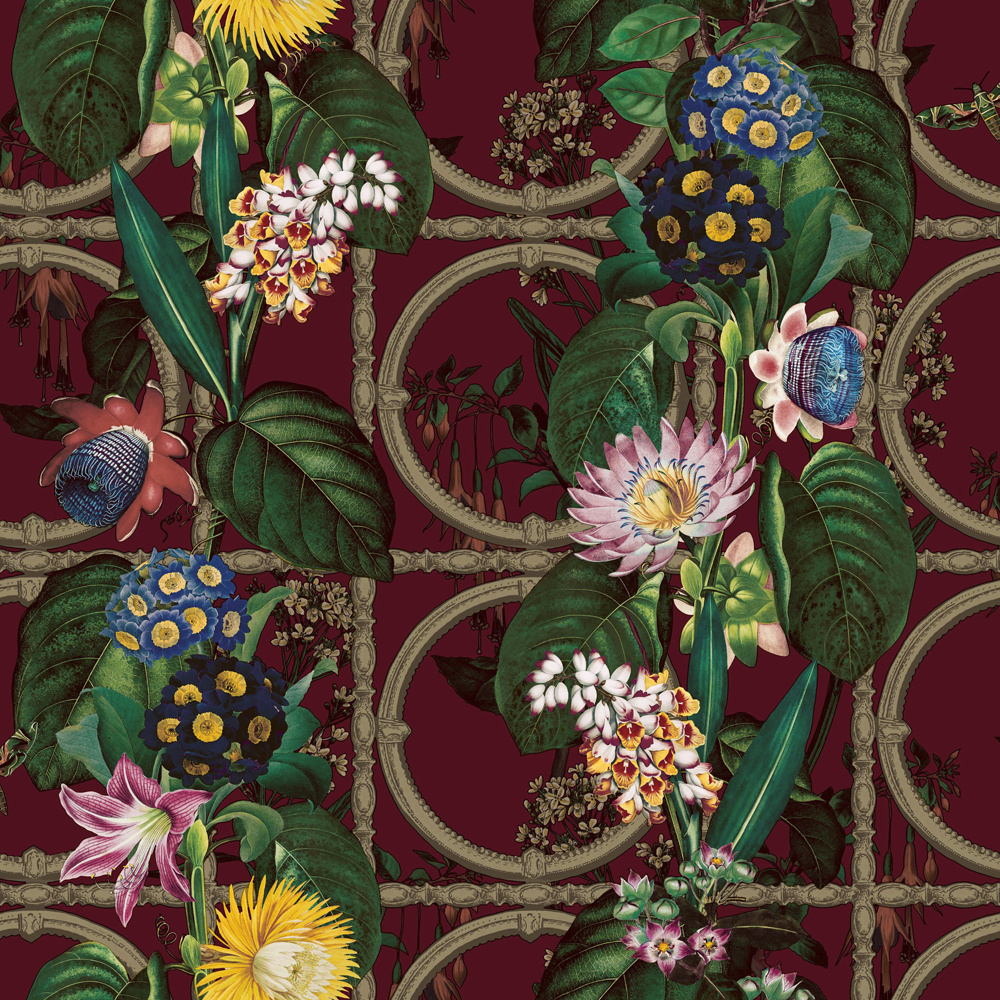 Dutch Wallcoverings Cascading Gardens - Alata - Burgundy afbeelding