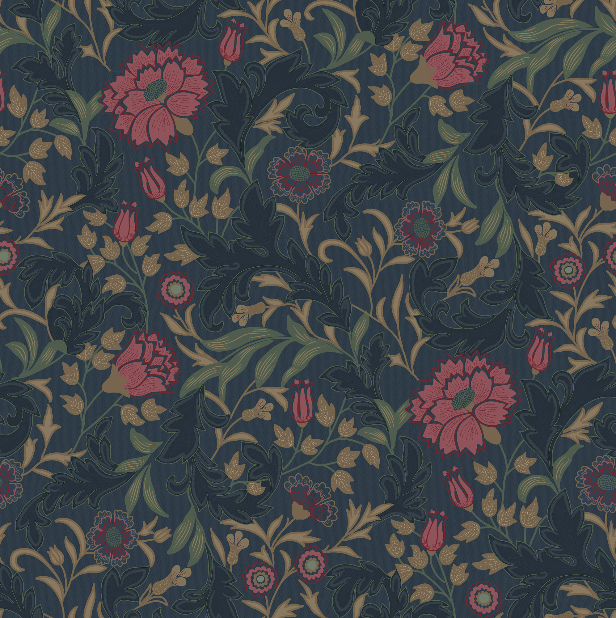 Dutch Wallcoverings Eleganza - Bilbury Navy - Donkerblauw afbeelding