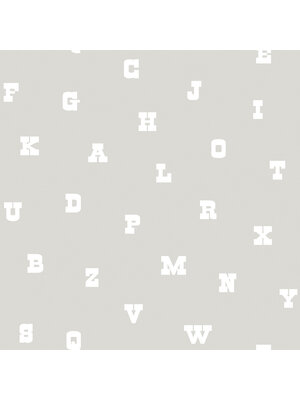 Dutch Wallcoverings Joy - Letters - Grijs/Wit