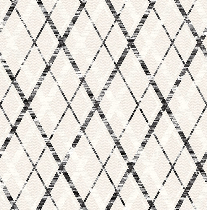 Dutch Wallcoverings Sauvage Ruit - Grijs/Zwart