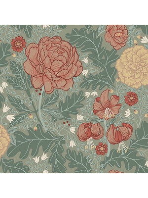 Dutch Wallcoverings Ekbacka - Camille Green/Blue - Groen/Blauw