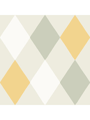Dutch Wallcoverings Langtan - Kalas Green/Yellw/White - Groen/Geel/Wit