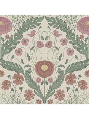 Dutch Wallcoverings Blomstermala - Marguerite Grn/Pnk - Groen/Roze