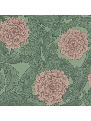 Dutch Wallcoverings Blomstermala - Rosa Green/Pink - Groen/Roze
