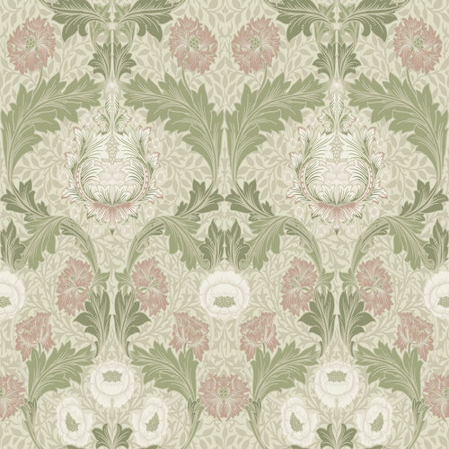 Dutch Wallcoverings Hidden Tr2 -Myrtle Grn/White/Pink - Groen/Wit/Roze
