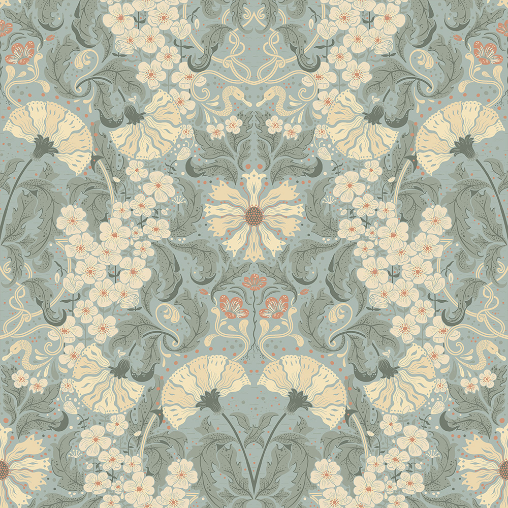 Dutch Wallcoverings Hjärterum - Öjvind - Lichtblauw afbeelding