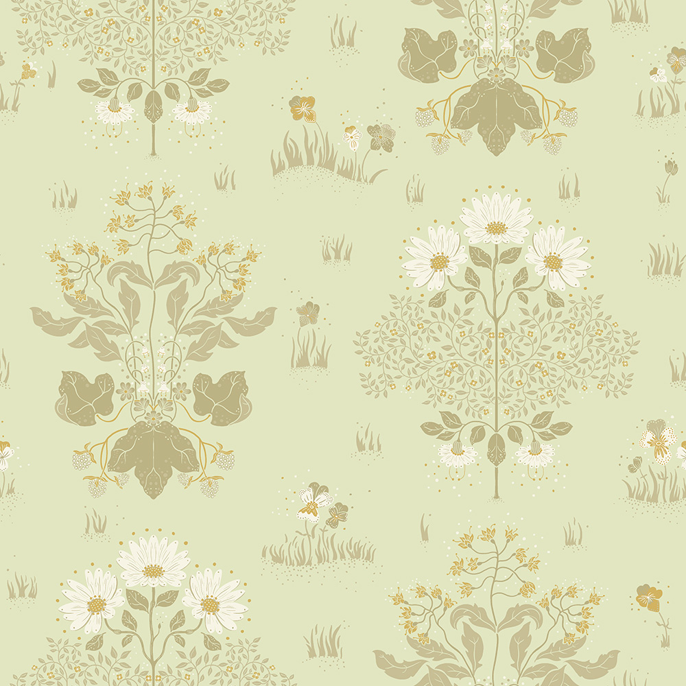 Dutch Wallcoverings Hjärterum - Edla - Lichtgroen afbeelding