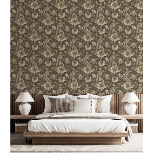 Dutch Wallcoverings Arabesque - Cecelia Charcoal Rust - Multi