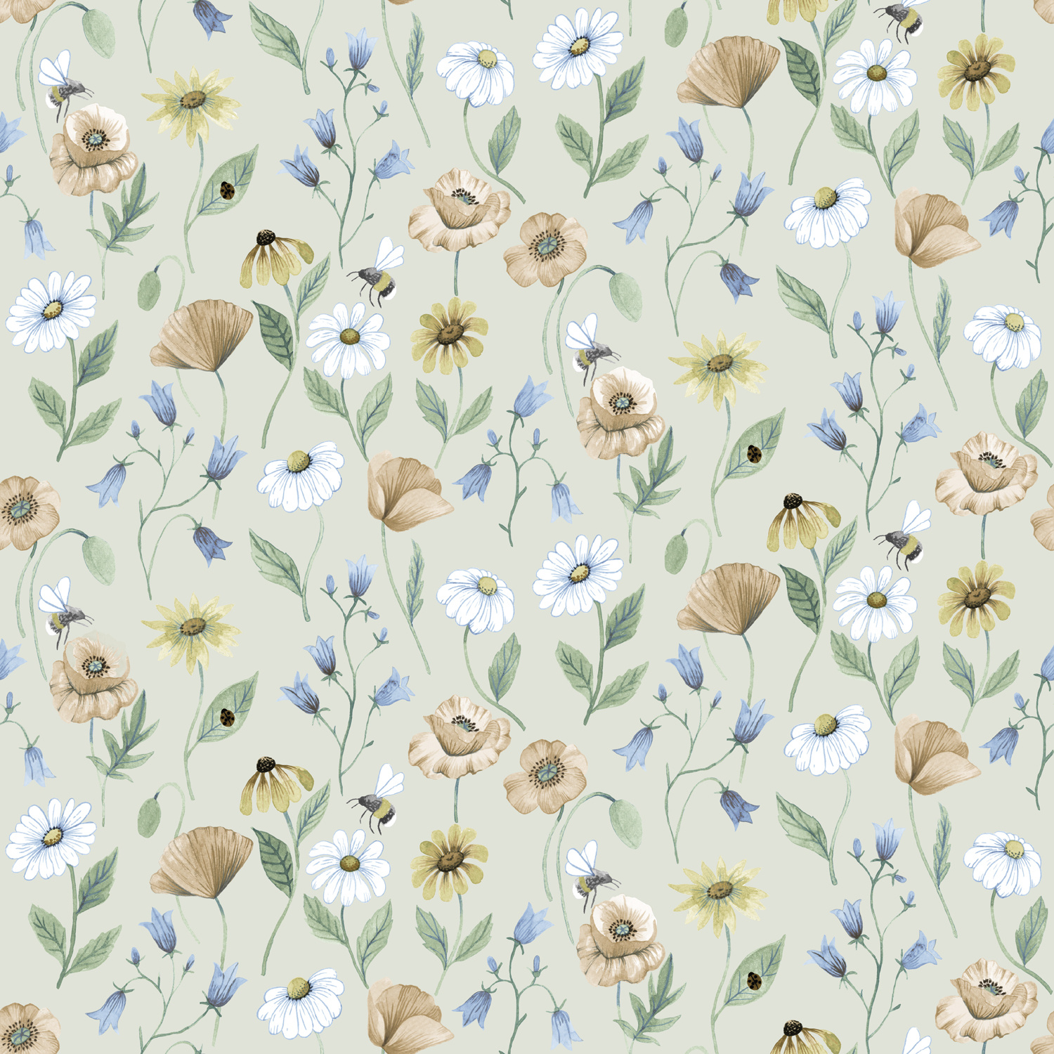 Dutch Wallcoverings Rosenlycka - Flowers Beige - Multi afbeelding