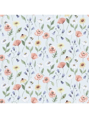 Dutch Wallcoverings Rosenlycka - Flowers Blue - Multi