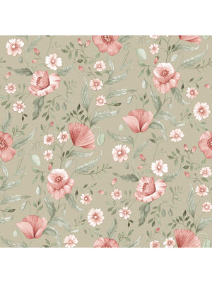 Dutch Wallcoverings Rosenlycka - Garden Flowers Green - Multi