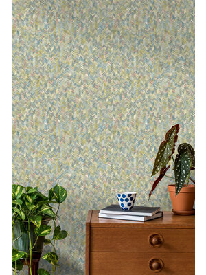 Dutch Wallcoverings Amazonia - Saram Texture Coral/Blue - Multicolor