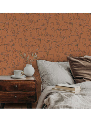 Dutch Wallcoverings Amazonia - Linear Visage Burnt Orange - Oranje