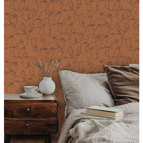 Dutch Wallcoverings Amazonia - Linear Visage Burnt Orange - Oranje