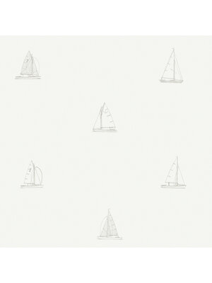 Dutch Wallcoverings Joy - Zeilboten - Wit/Grijs