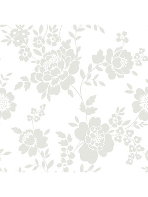 Dutch Wallcoverings Joy - Bloemen - Wit/Grijs