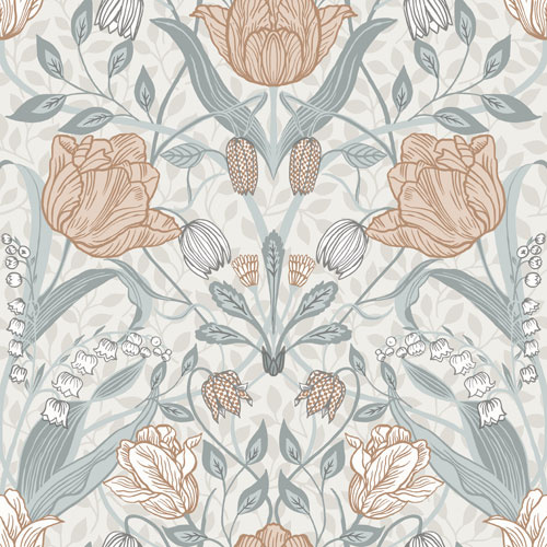 Dutch Wallcoverings Apelviken - Filippa White/Gr/Pink - Wit/Grijs/Roze afbeelding