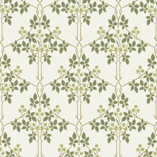 Dutch Wallcoverings Hidden Tr2 -Blackberry Wit/Grn/Gl - Wit/Groen