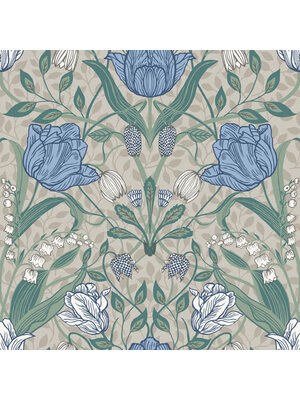 Dutch Wallcoverings Apelviken - Filippa Wht/Grn/Blue - Wit/Groen/Blauw