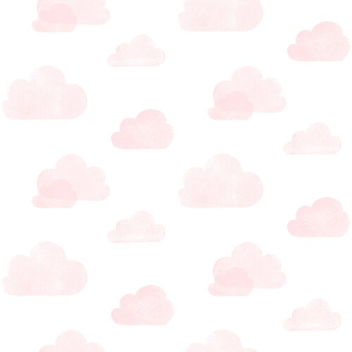 Dutch Wallcoverings Joy - Wolken - Wit/Roze