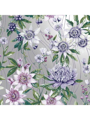 Dutch Wallcoverings Amazonia - Passiflora Silver - Zilver