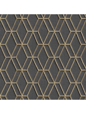 Dutch Wallcoverings Wallstitch/Bs1 Hexagonal Black - Zwart