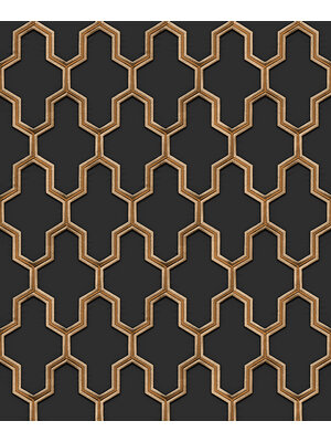 Dutch Wallcoverings Wall Fabric/Bs1 Geometric Black - Zwart