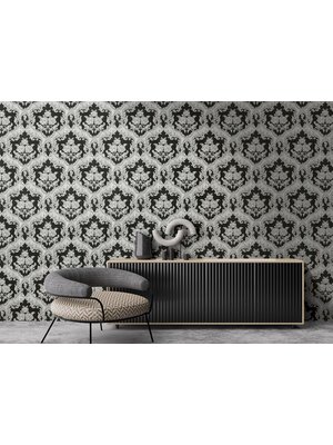 Dutch Wallcoverings New Tekko Medaillon - Zwart/Zilver Dutch Wallcoverings New Tekko Medaillon - Zwart/Zilver