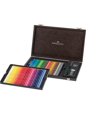 Faber Castell Polychromos houten kist - 48 stuks + accessoires Faber Castell Polychromos houten kist - 48 stuks + accessoires
