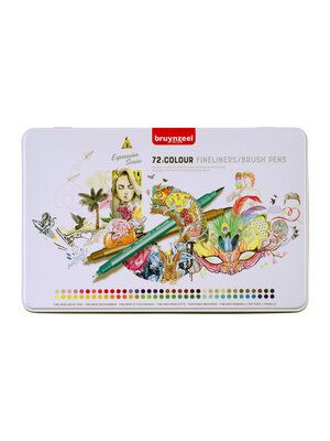 Bruynzeel Creatives Fineliner / Brushpen set 12 kleuren