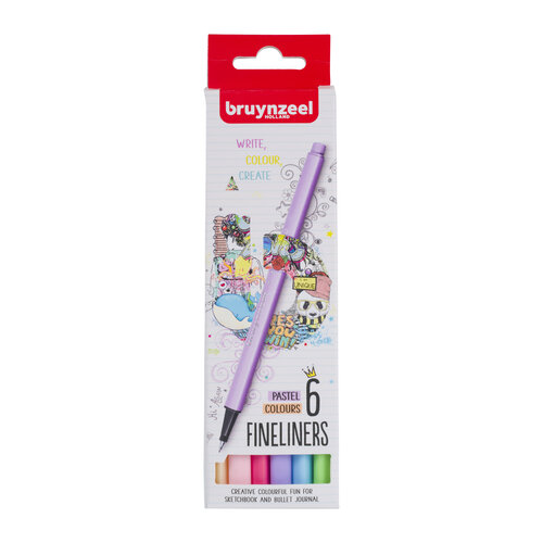 Bruynzeel Fineliner set pastel - 6 kleuren