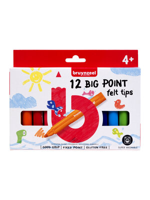 Bruynzeel Kids Big Point viltstiften - 12 stuks Bruynzeel Kids Big Point viltstiften - 12 stuks