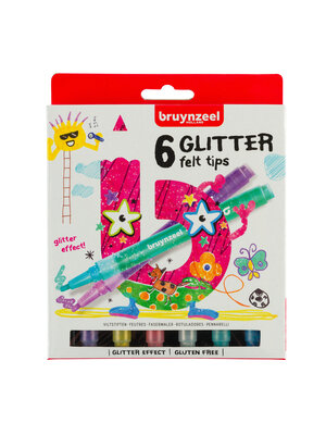 Bruynzeel Kids 6 Glitter viltstiften Bruynzeel Kids 6 Glitter viltstiften