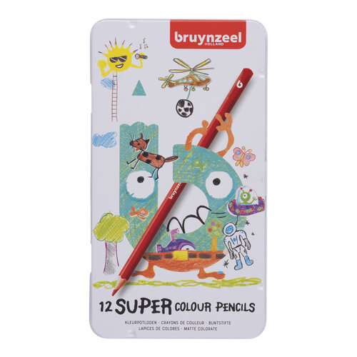 Bruynzeel Super kleurpotloden blik - 12 stuks