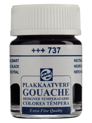 Talens Gouache Extra Fine Quality Fles 16 ml - Neutraalzwart 737