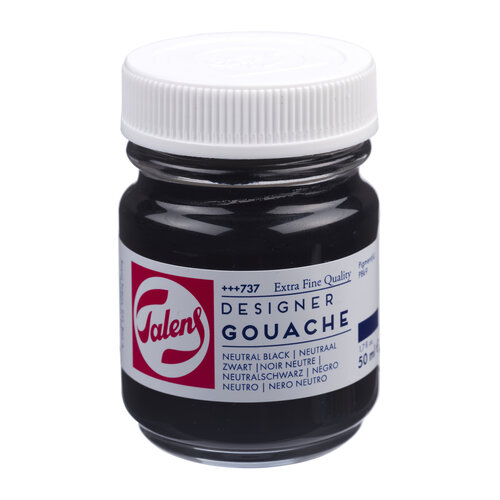 Talens Gouache Extra Fine Quality Fles 50 ml - Neutraalzwart 737