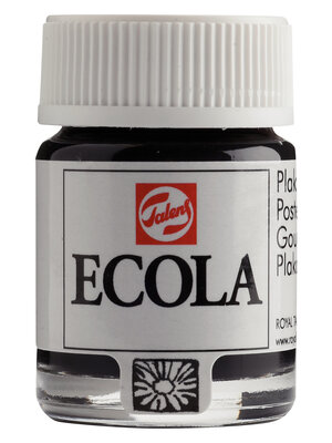Ecola Plakkaatverf Fles 16 ml - Zwart 700