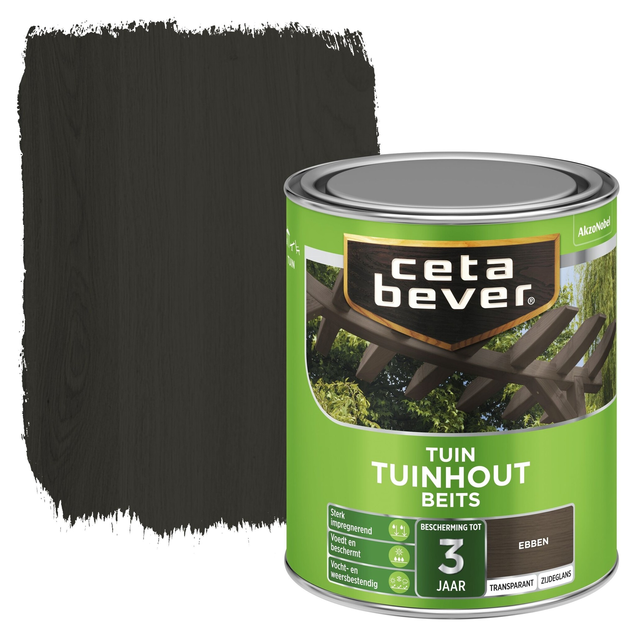 Cetabever Tuinhout Beits Transparant Zijdeglans - Ebben