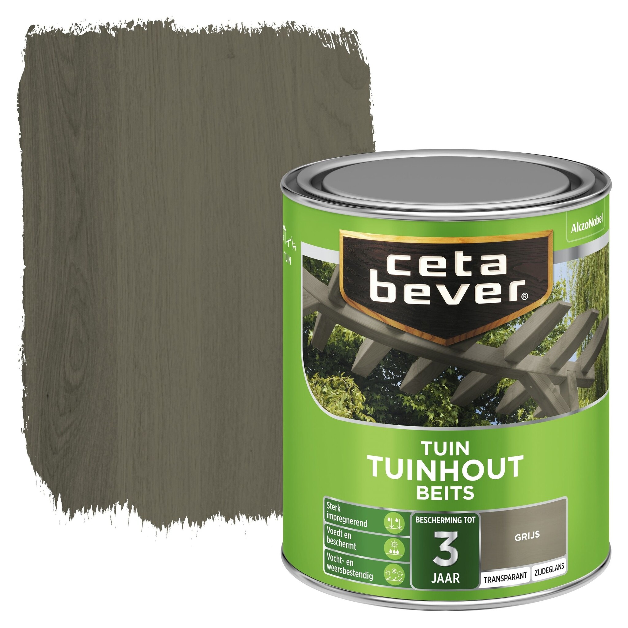 Cetabever Tuinhout Beits Transparant Zijdeglans - Grijs afbeelding