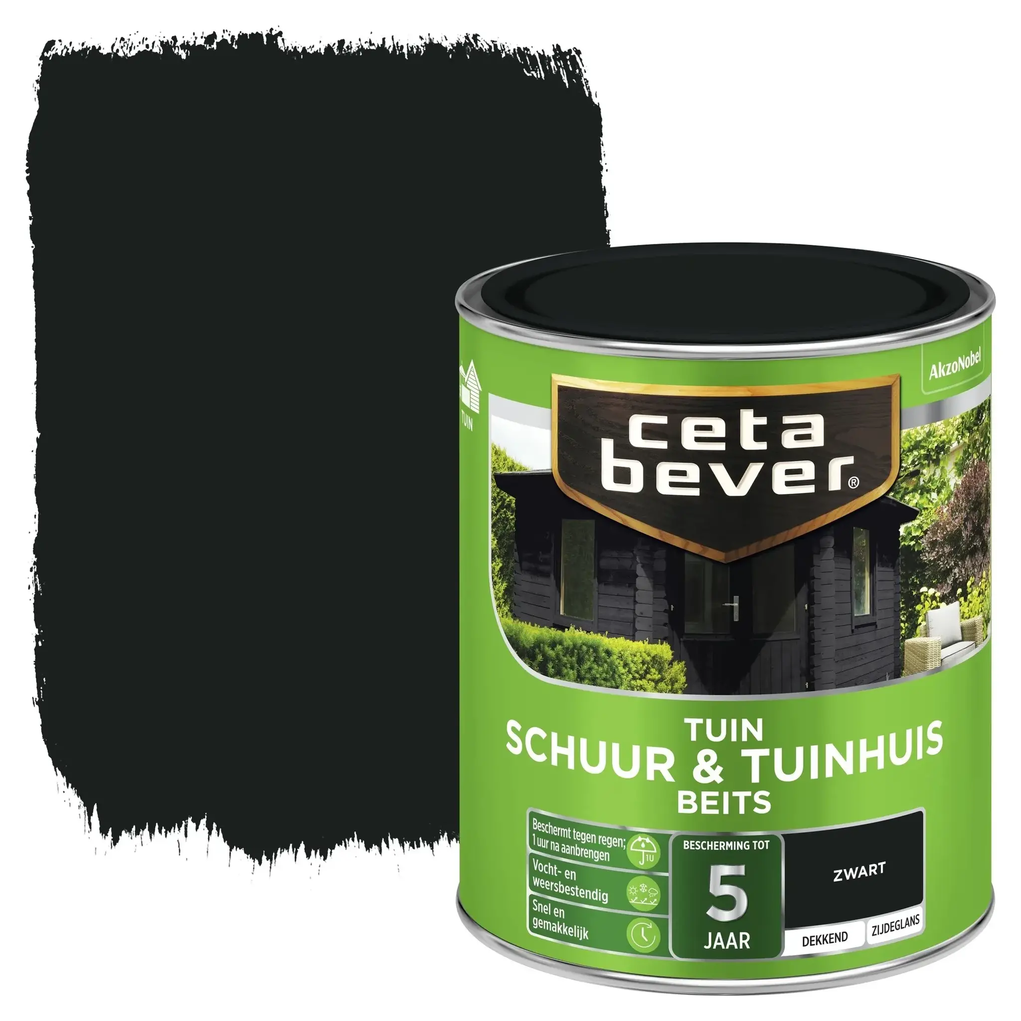 Cetabever Schuur en Tuinhuis Beits Dekkend Zijdeglans - Zwart