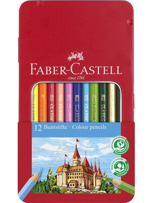 Faber Castell Kleurpotlood Castle zeskantig metalen etui Faber Castell Kleurpotlood Castle zeskantig metalen etui
