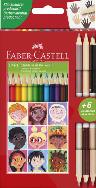 Faber Castell Kleurpotlood Driekant karton etui - Children of the world afbeelding