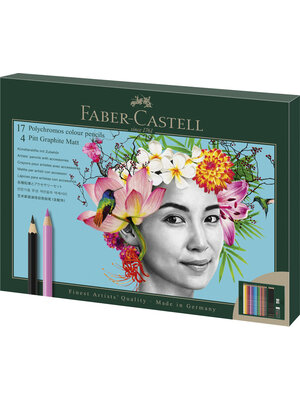 Faber Castell Tekenset - set 17 Polychromos + 4 Pitt Grafiet Mat