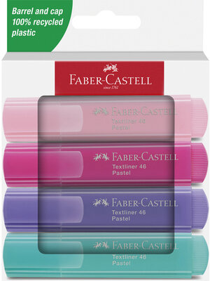 Faber Castell Markeerstiften 46 - set 4 stuks - blush, roze, lila, turquoise Faber Castell Markeerstiften 46 - set 4 stuks - blush, roze, lila, turquoise