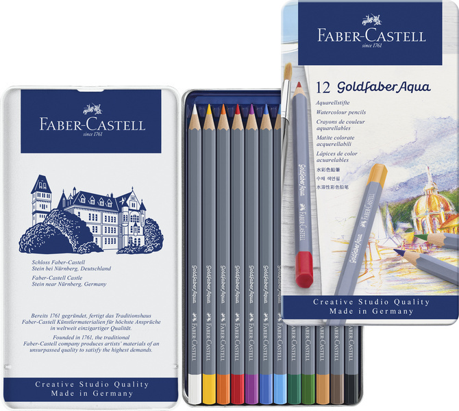 Faber Castell Aquarelkleurpotlood Goldfaber - etui 12 stuks afbeelding