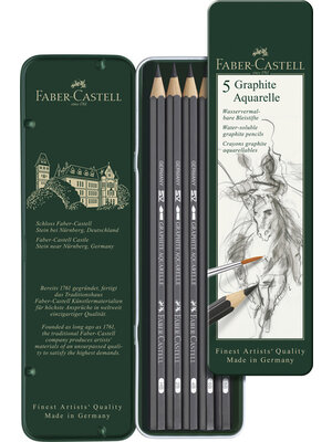 Faber Castell Aquarelpotlood Graphite - etui a 5 stuks Faber Castell Aquarelpotlood Graphite - etui a 5 stuks