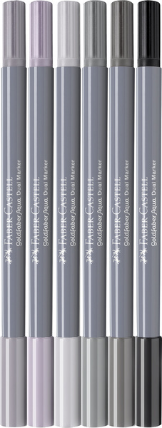 Faber Castell Duo aquarelmarker Goldfaber - etui 6 stuks Shades of grey afbeelding