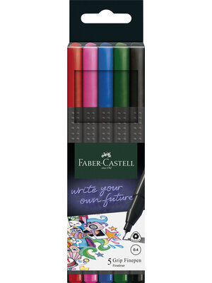 Faber Castell Fineliner Grip 0,4mm - etui 5 stuks Basic