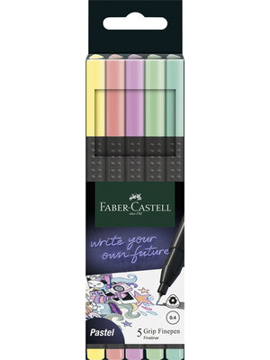 Faber Castell Fineliner Grip 0,4mm - etui 5 stuks Pastel Faber Castell Fineliner Grip 0,4mm - etui 5 stuks Pastel
